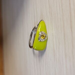 LIME GREEN ENAMEL TOPAZ SPARKLE EAR CUFF, NON PIERCED